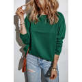 Green Loose Fit Wide Neck Batwing Sleeves Top