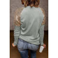 Gray Sequin Shoulder Long Sleeve Top