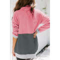 Pink Zipped Colorblock Sweatshirt with Pockets