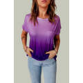 Purple Gradient Color Short Sleeve T-Shirt with Pocket