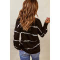 Black Striped Abstract Long Sleeve Casual Sweatshirt