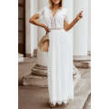 White Blue Fill Your Heart Lace Maxi Dress