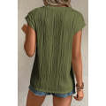 Jungle Green Wavy Texture Cap Sleeve Top