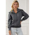 Gray Zip Front Cape Knit Jacket