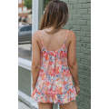 Multicolor Spaghetti Straps Floral Print Sleeveless Top