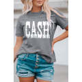 Gray CASH Letter Print T Shirt