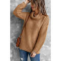 Khaki Cozy Long Sleeves Turtleneck Sweater