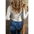 Bright White Textured Long Sleeve Slim Henley Top