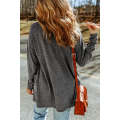 Gray Heather Knit Pocketed Button Front Cardigan