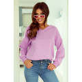 Purple Knitted V Neck Buttoned Cuffs Sweater