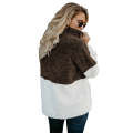 Brown Zip Neck Oversize Fluffy Fleece Pullover