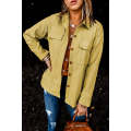 Pocketed Button Ribbed Textured Shacket