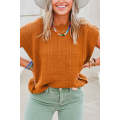 Chestnut Grid Textured Short Sleeve Sweater