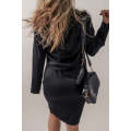 Black Cropped Hoodie Slip Dress 2pcs Outfit