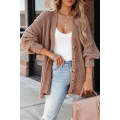 Khaki Buttoned Front Drop Shoulder Knitted Cardigan