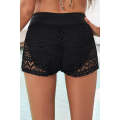 Black Lace Shorts Attached Swim Bottom