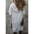 Gray Black/Gray/Brown Open Front Hooded Sweater Cardigan