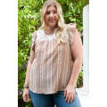 Multicolor Floral Embroidered Short Sleeve Plus Size Top