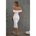 White Off-the-shoulder Midi Dress