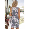 Floral Print Hollow Out Wrap Tie Mini Dress