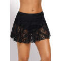 Black Black Crochet Lace Skirted Bikini Bottom