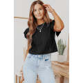 Black Ruffle Sleeve Cable Knit Top