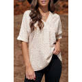 Apricot Animal Print V-neck Rolled Sleeve Tunic Top