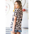 Leopard Cut out Short Sleeves Top