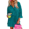 Blue Rose 3/4 Sleeves Pleated Shirt and High Waist Shorts Lounge Set