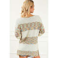 Multicolor Space Dye Henley Knit Sweater