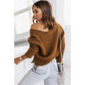 Brown Tainted Love Cotton Distressed Sweater