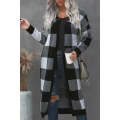 Board Games Pocketed Checkered Cardigan