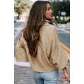 Apricot Raw Edge Patch Pocket Exposed Seam Loose Sweater