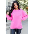 Bright Pink MAMA Letter Embossed Casual Sweatshirt