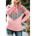 Pink Plus Size Taupe Chevron Hooded Top