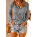 Gray Waffle Knit Henley Top