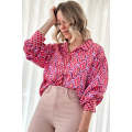 Rose Abstract Print Button Up Long Sleeve Shirt