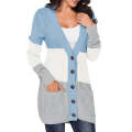 Blue Front Pocket and Buttons Closure Cardigan