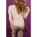 Beige Waffle Knit Textured Henley Top