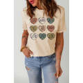 Khaki Heart Shaped Graphic Cowgirl T Shirt