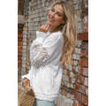 White Crochet Lace Pointelle Knit Sweater