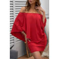 Multiple Dressing Layered Fiery Red Mini Poncho Dress