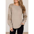 Flaxen Sequin Patched Long Sleeve Top