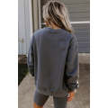 Dark Grey Solid Color Pullover and Skinny Shorts Two Piece Set