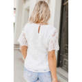 White Crochet Lace Short Sleeve Blouse
