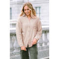 Khaki Crinkled Turn-down Collar Buttoned Shirt with Pocket
