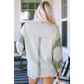 Green Exposed Seam Elbow Patch Oversized Shacket