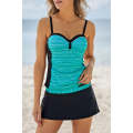 Mint Black Ruched Tankini and Skirted Swimsuit