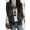 Black Chunky Waffle Knit Oversized Collar Cardigan