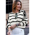 Stripe Buttoned Decor Sweater